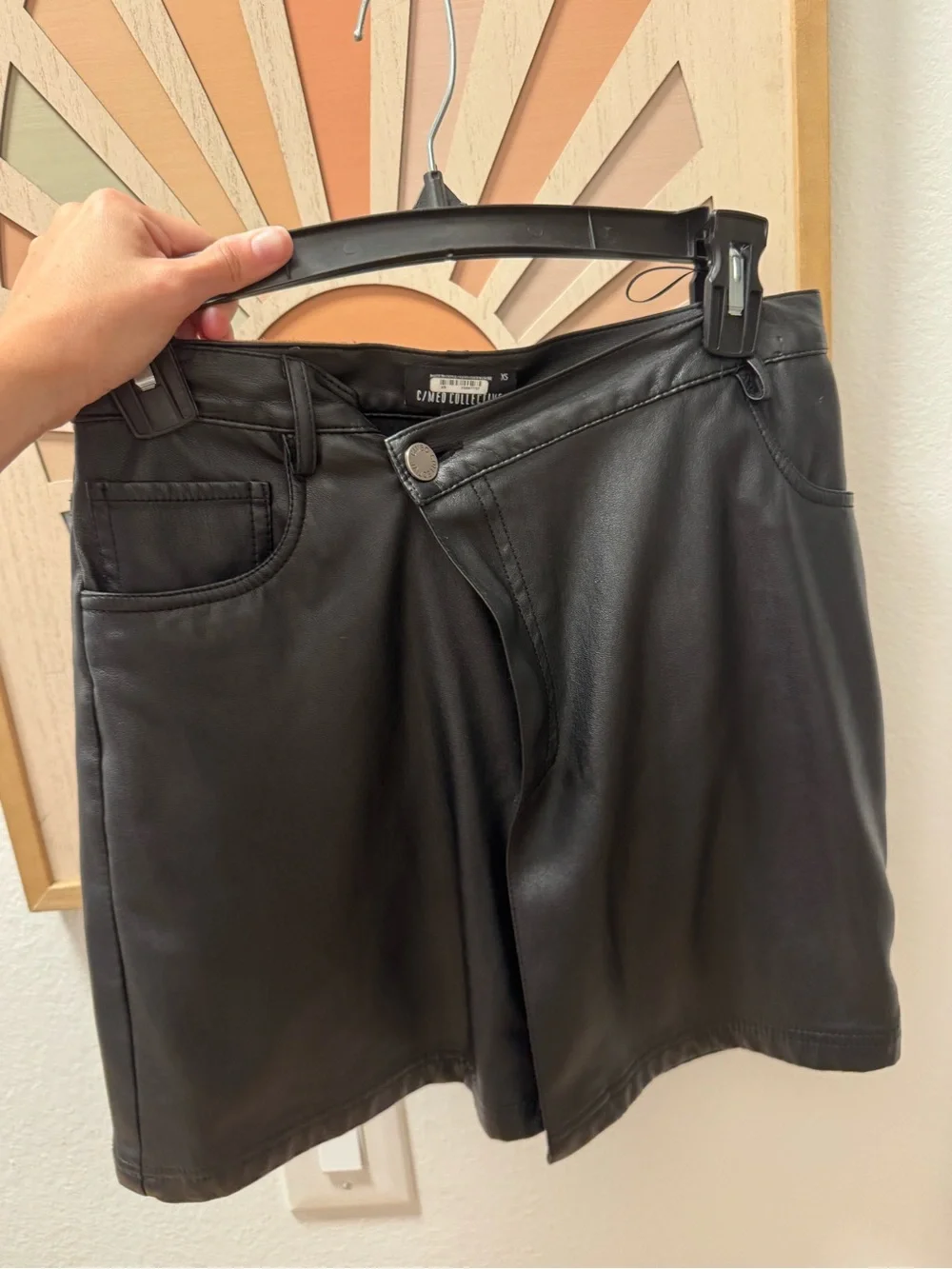 C/MEO Collective Black Faux Leather Wrap Skirt